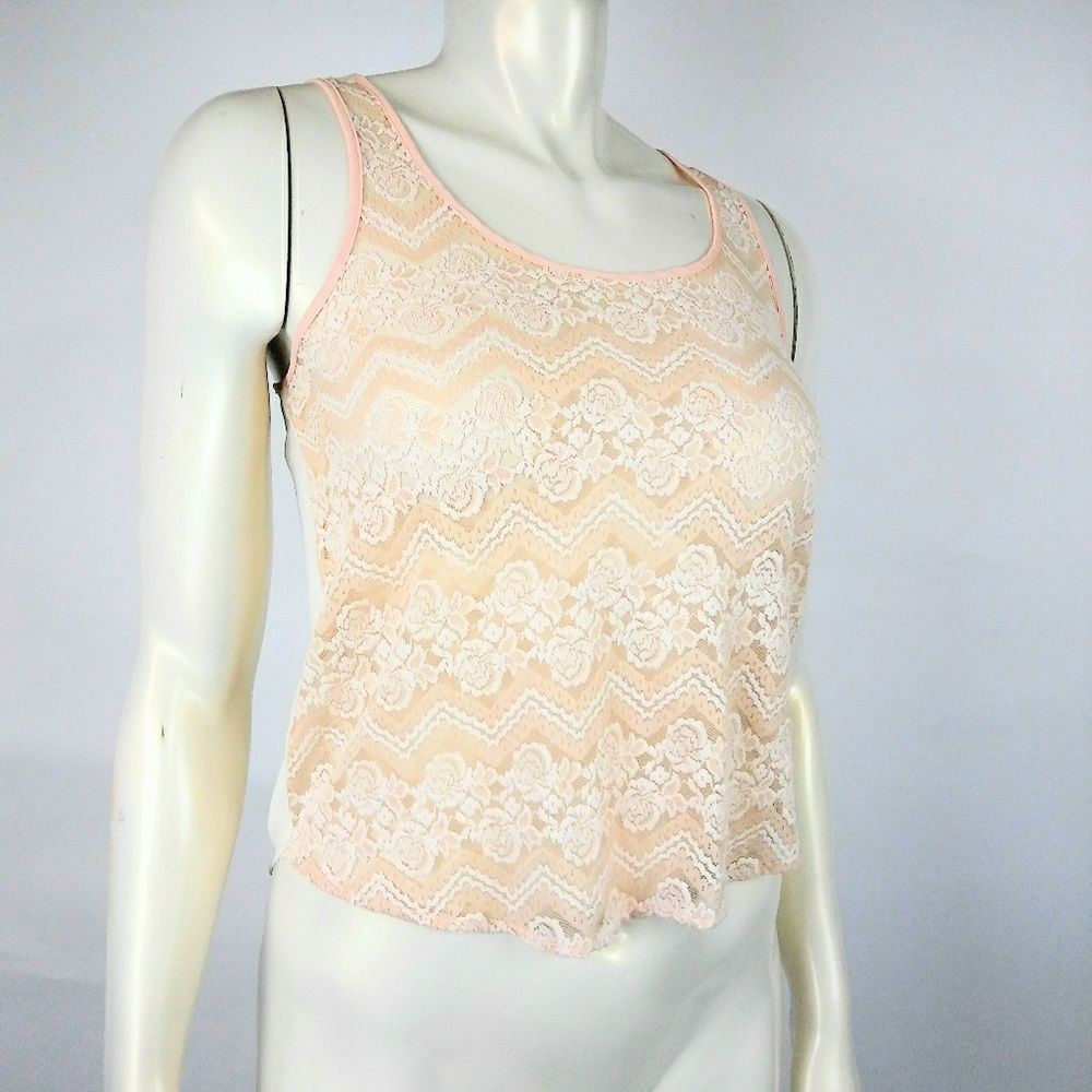 Chloe‎ K See Through Lace Front Sleeveless Blouse